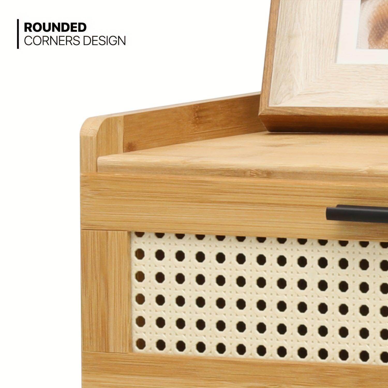 3-Drawers Rattan Nightstand - My Store