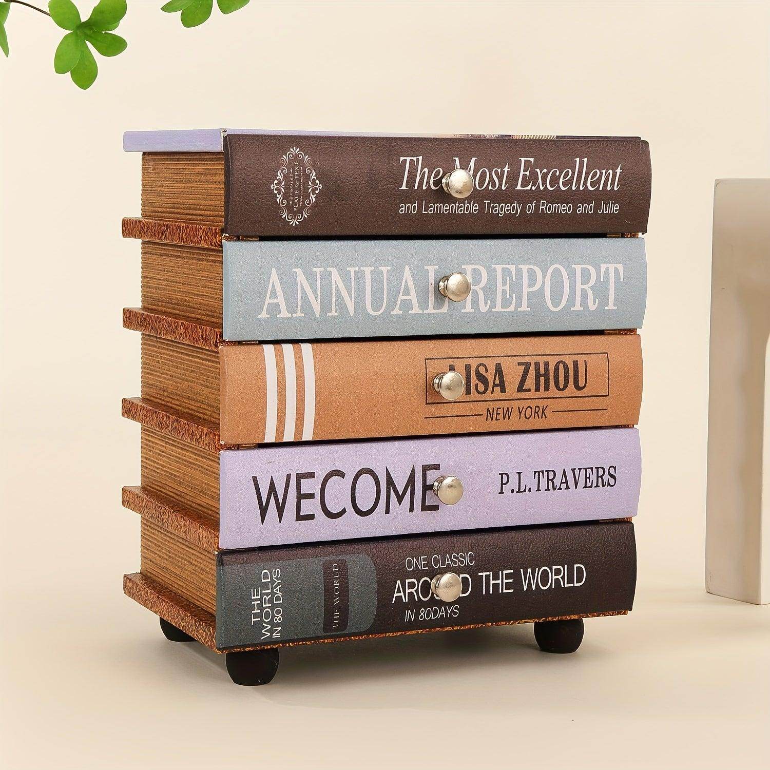 5-Tier Book-Shaped Wooden Desk Organizer - My Store