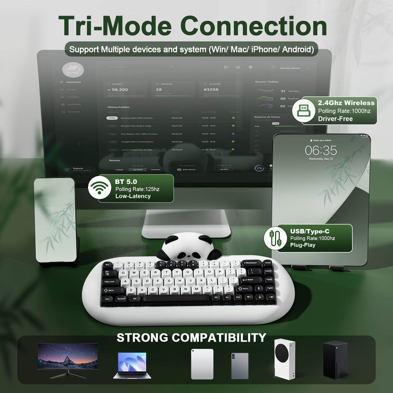 Panda White Wireless Mechanical Gaming Keyboard - My Store