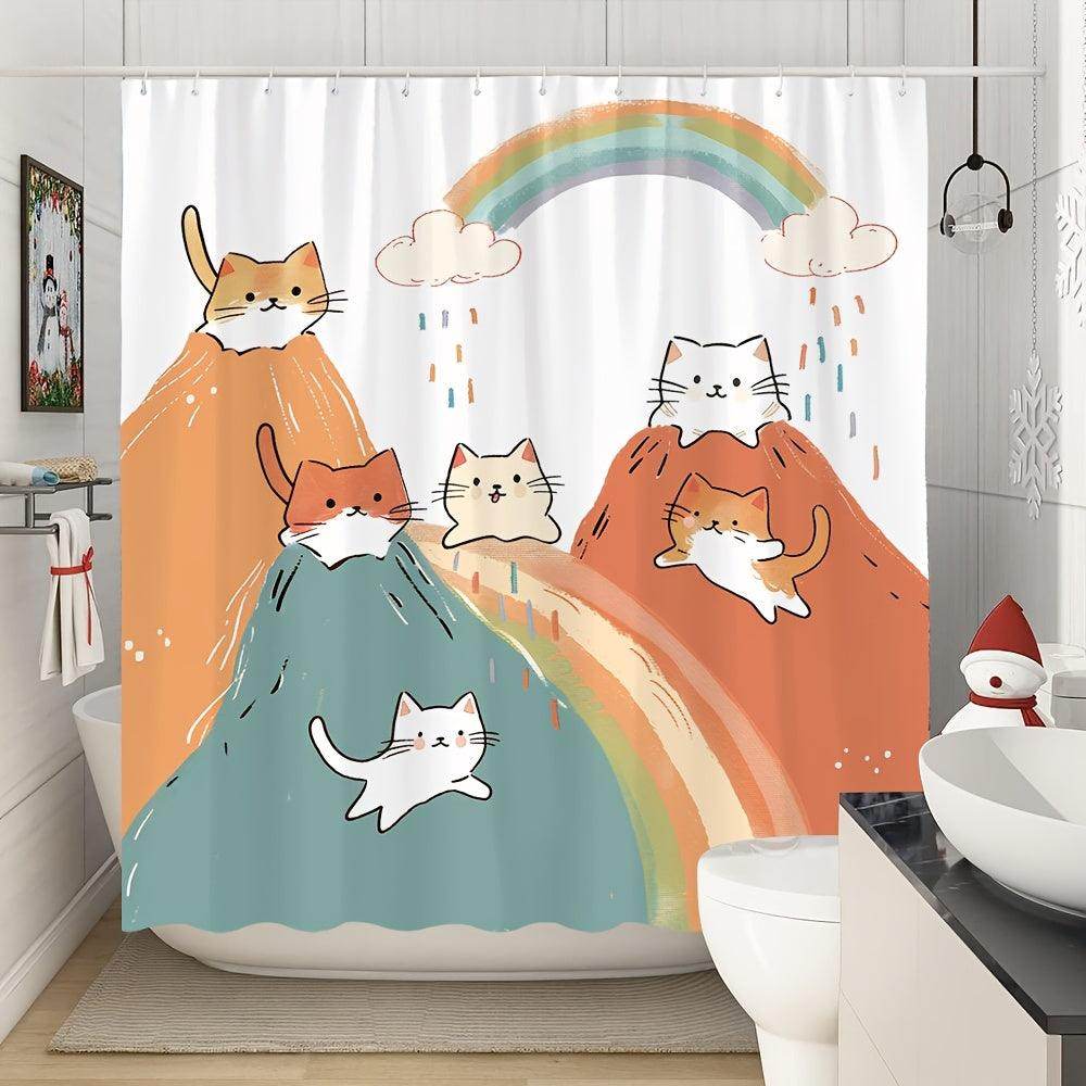 Rainbow Cat Cartoon Shower Curtain - My Store