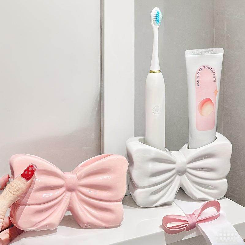 Charming Bowknot Ceramic Toothbrush Holder - My Store