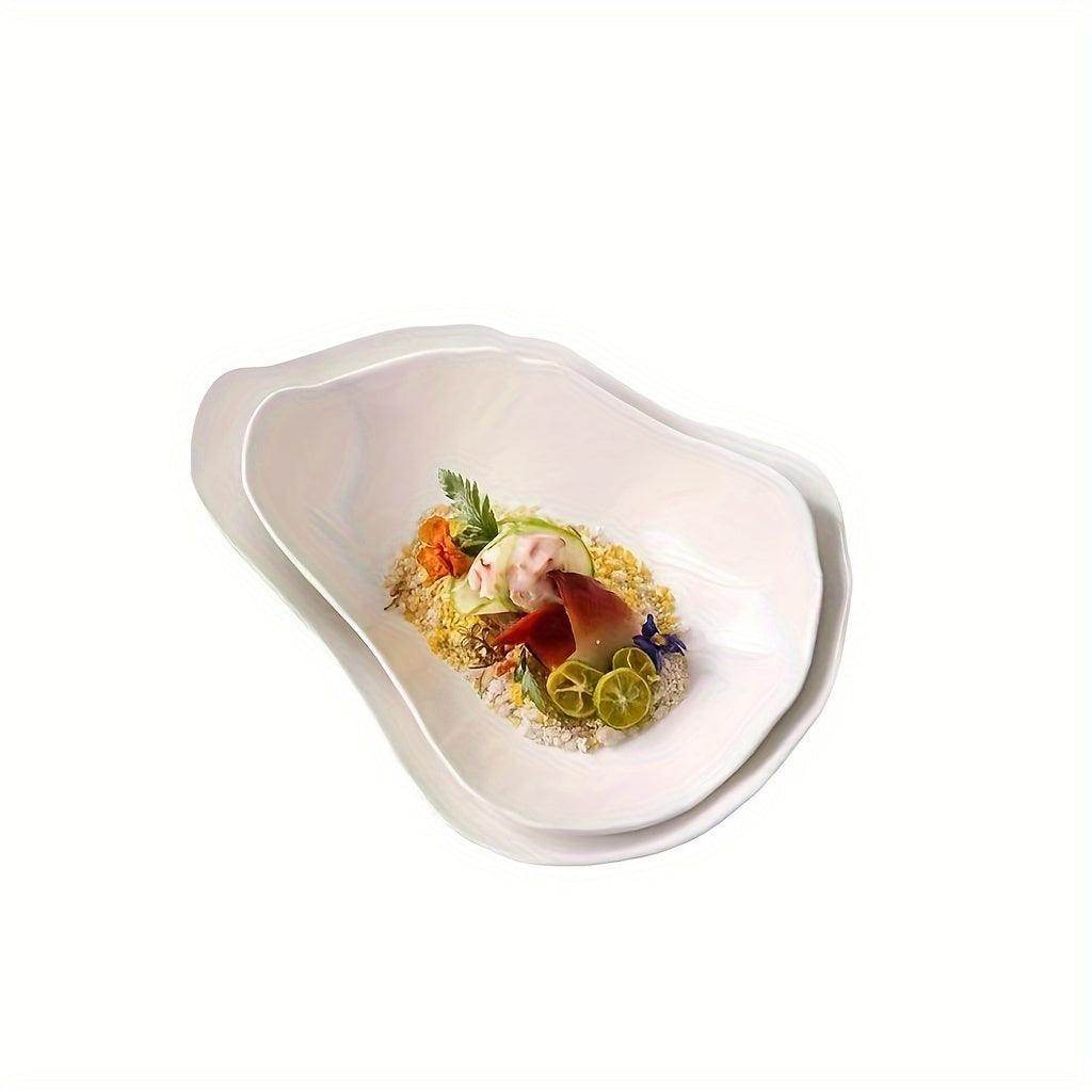 White Ceramic Leaf-Shaped Serving Platter - My Store