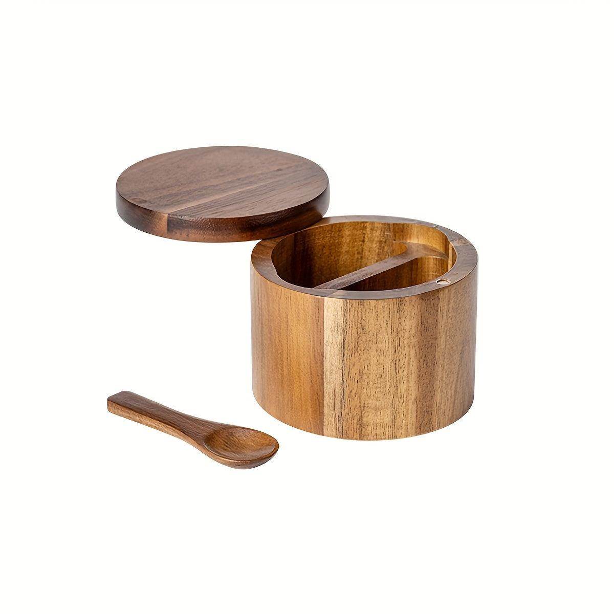 Wooden Rustic Salt & Pepper Set with Spoon - My Store