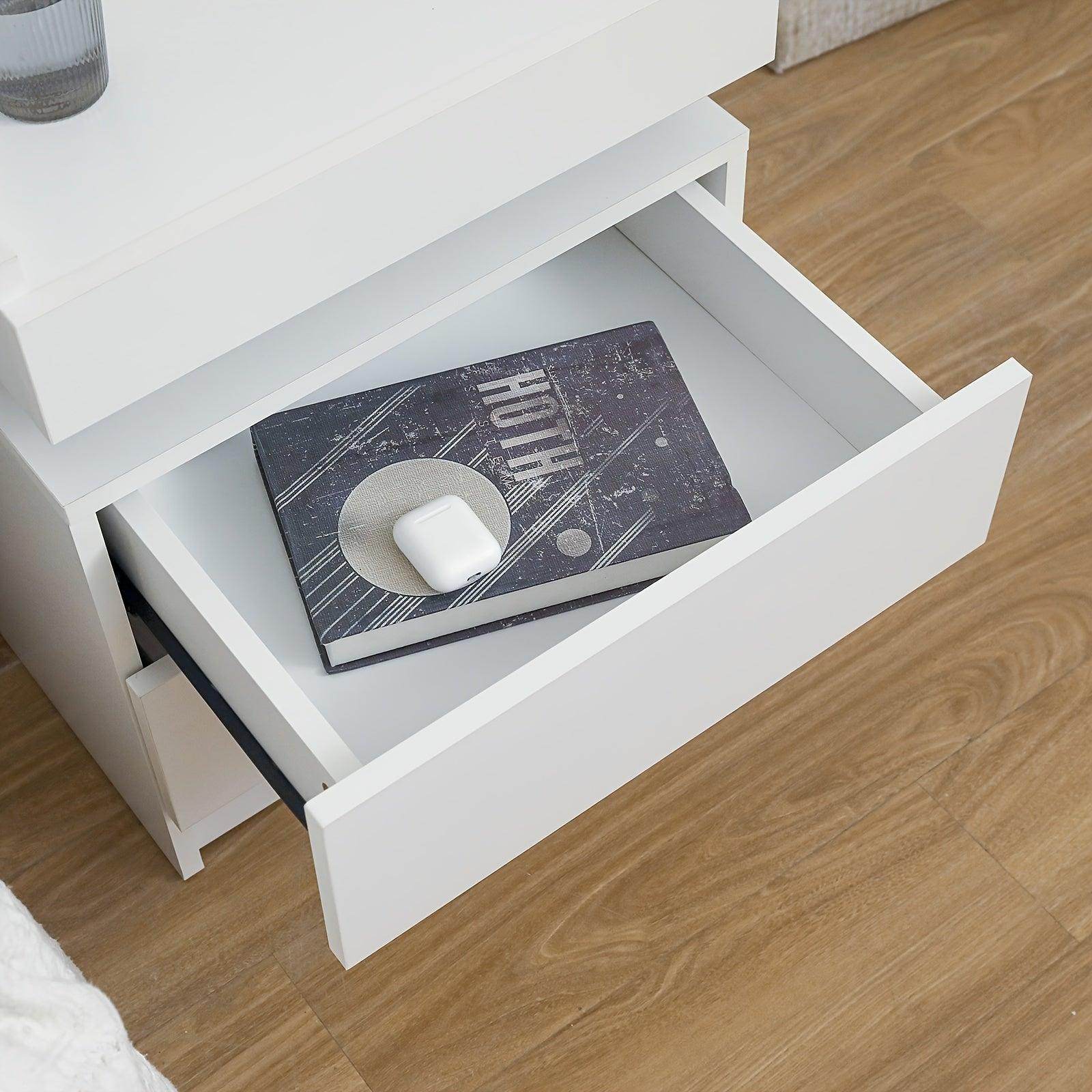 Modern LED Nightstand with High Gloss Drawers - My Store