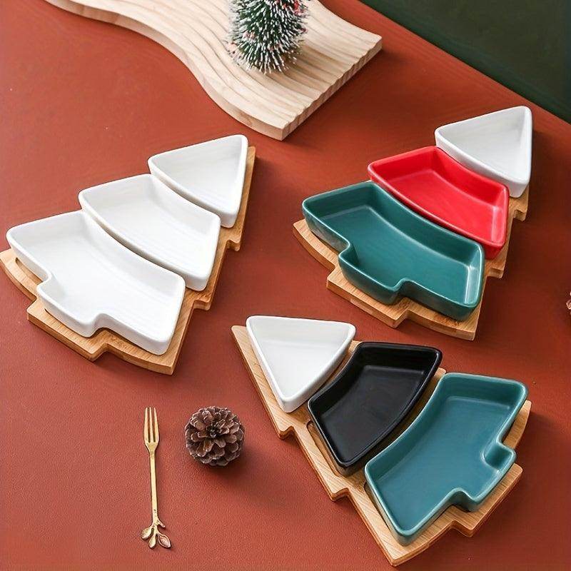 Ceramic Christmas Tree-Shaped Breakfast Tray Set - My Store