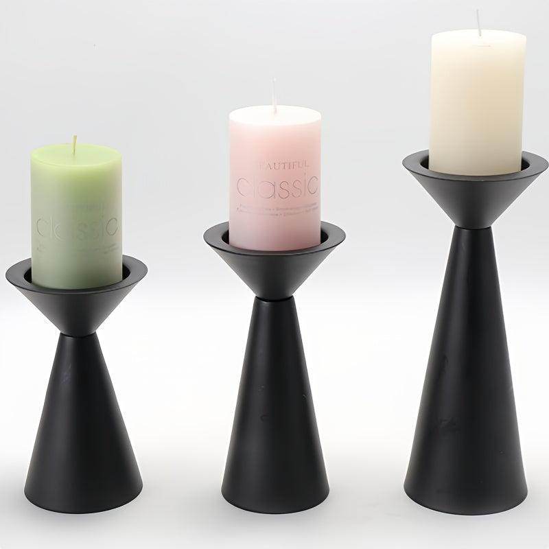 Modern Black Iron Candle Holder Set - My Store