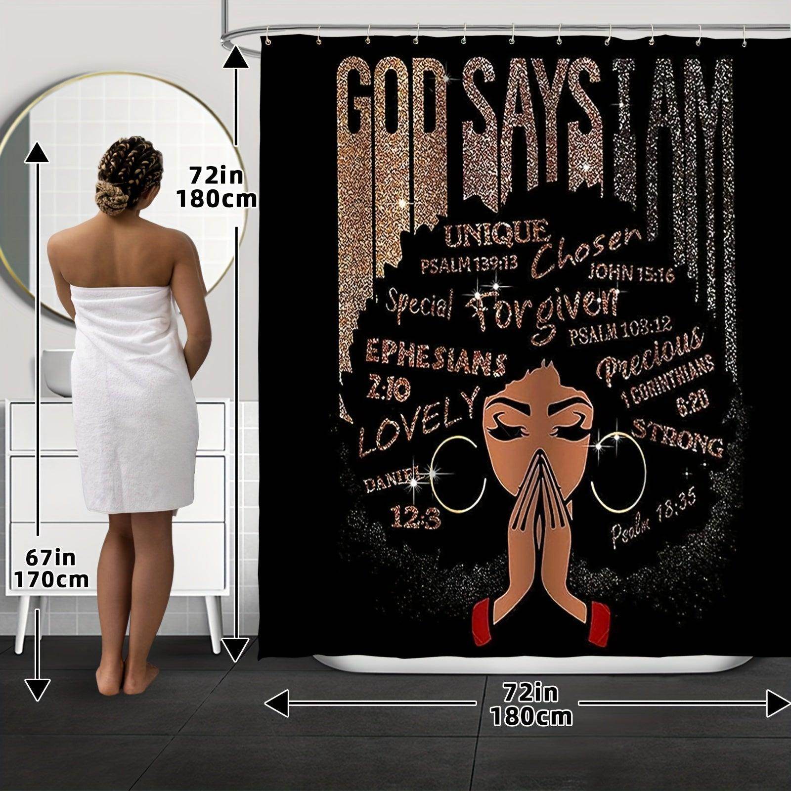 Black Girl Pattern Shower Curtain Set - My Store