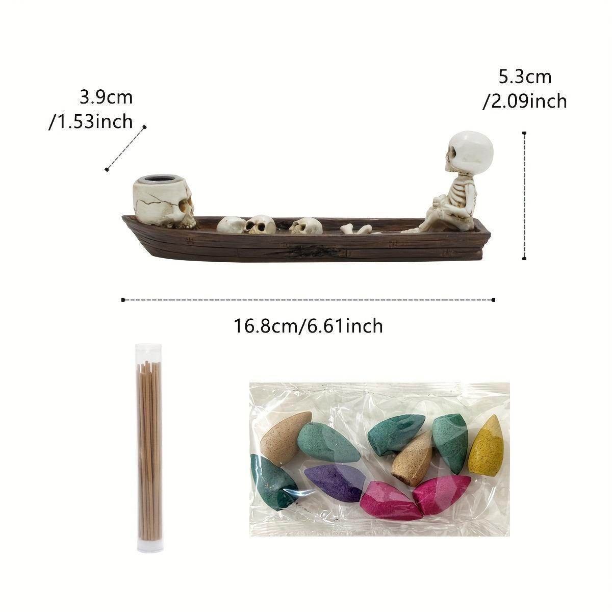 3-Piece Skeleton Boat Resin Incense Holder Set - My Store