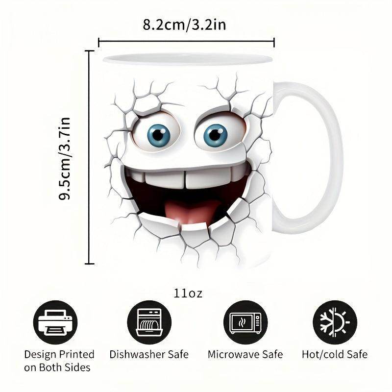 Smiling Face Break Through Ceramic Coffee Mug - 11oz - My Store
