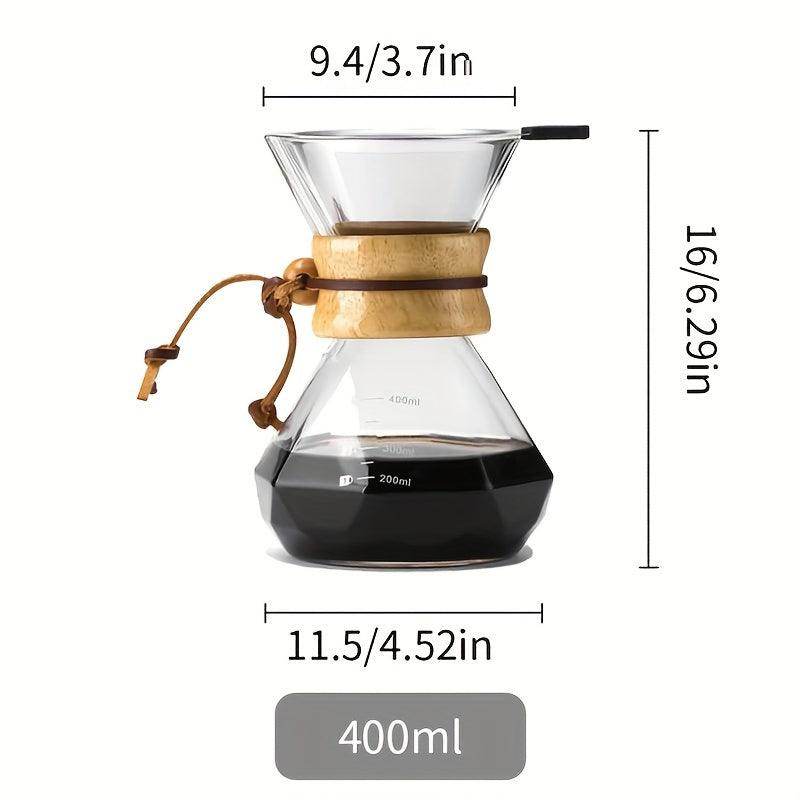 Pour-Over Glass Coffeemaker with Reusable Stainless Steel Filter - My Store