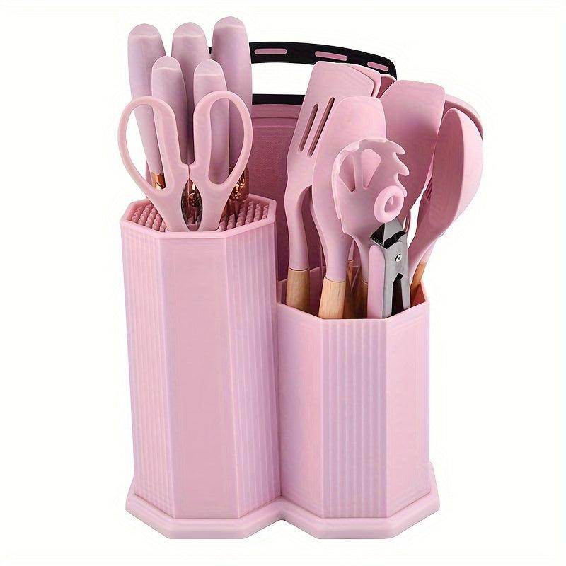 19pcs Silicone Kitchenware Set, Storage Bucket - My Store