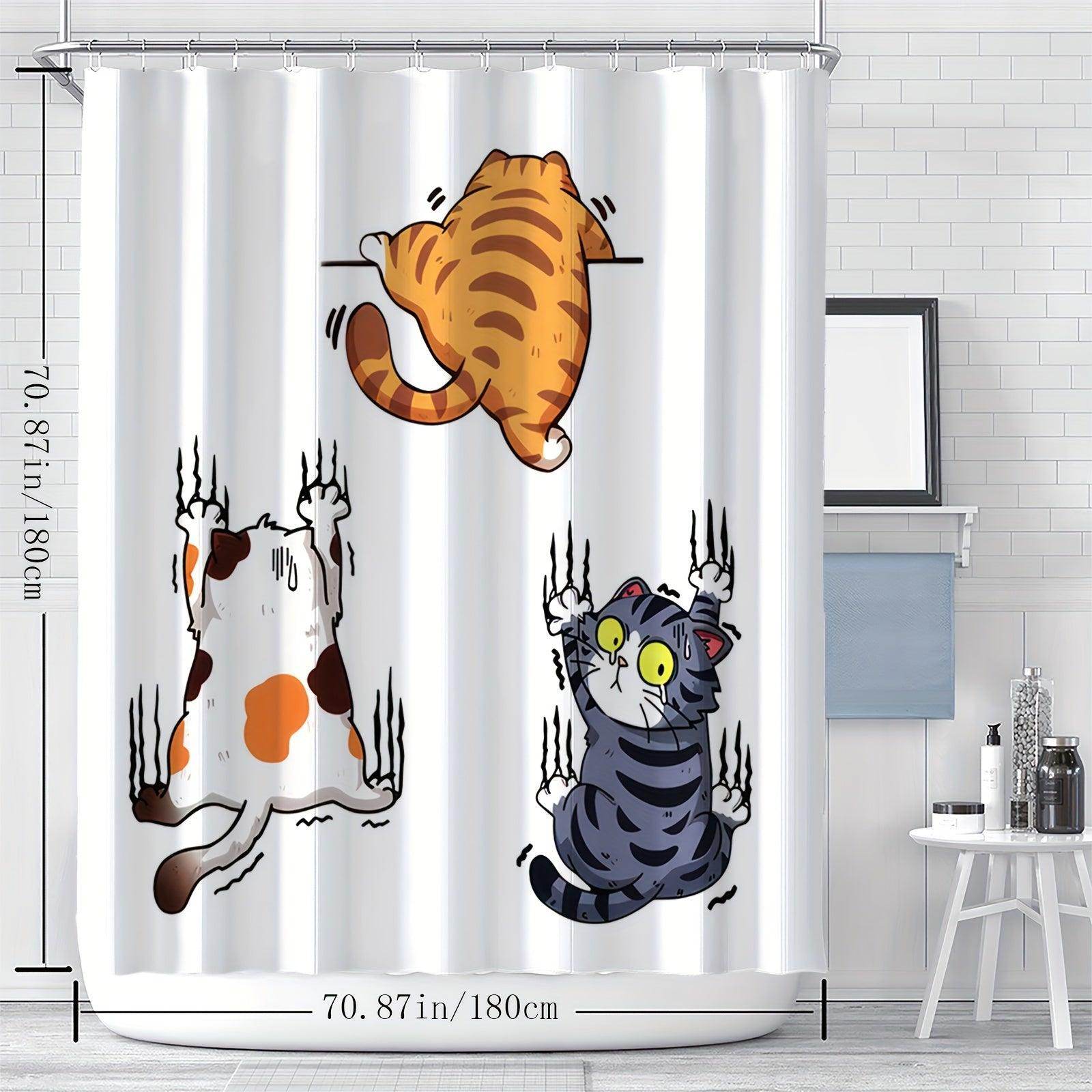 Cartoon Climbing Cats Shower Curtain - My Store