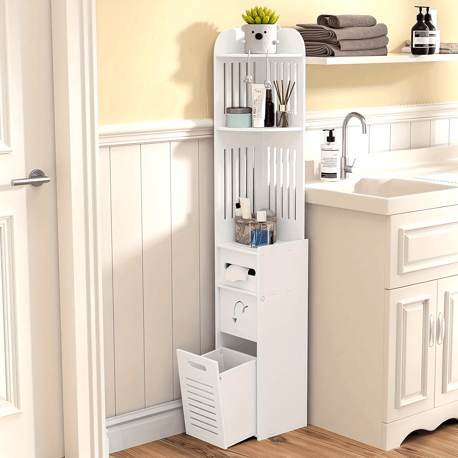 Small White Corner Bathroom Storage Cabinet - My Store