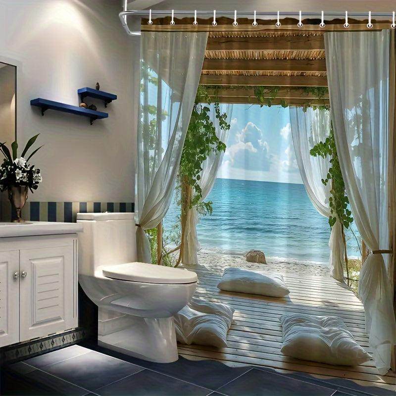 Beach & Cabin Scenery Shower Curtain - My Store