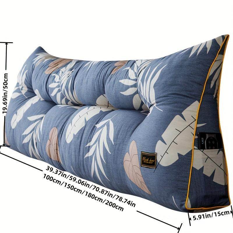 Plush Gray Headboard Cushion with Yellow Zipper - My Store