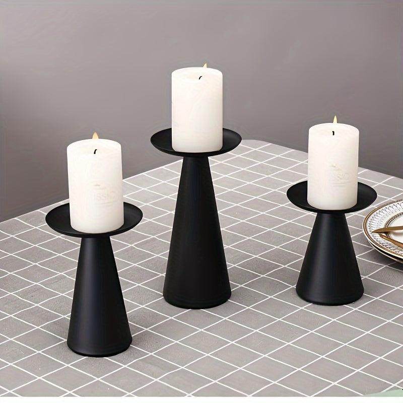 Modern Black Iron Candle Holder Set - My Store