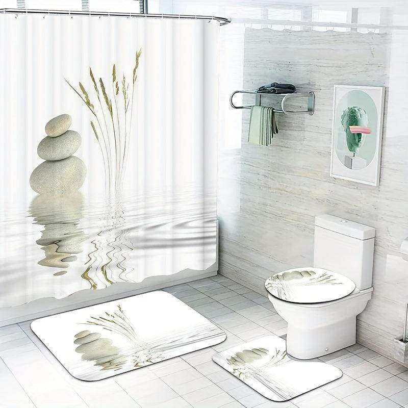Stone Print Bathroom Curtain Set - My Store