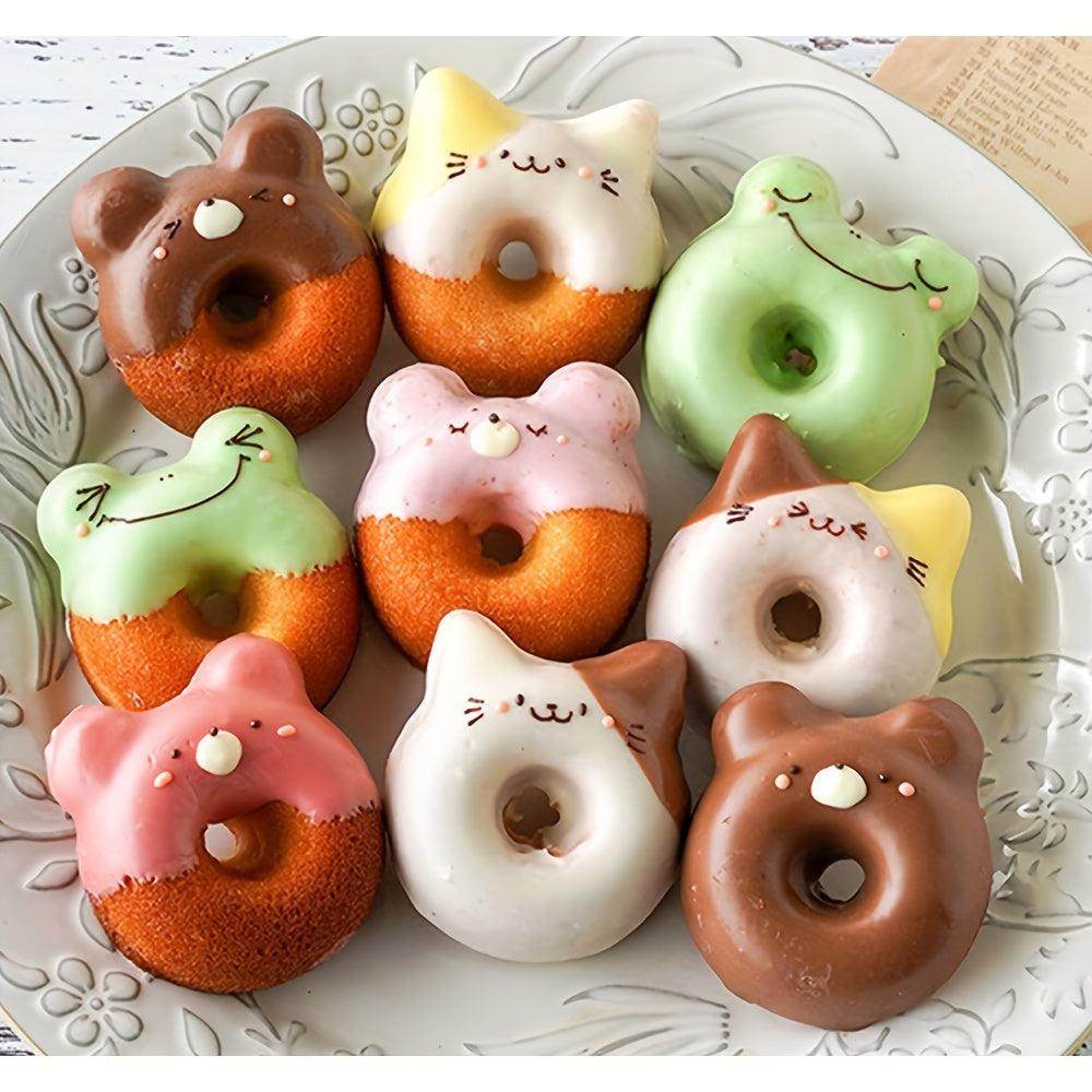 6-Cavity Non-Stick Donut Baking Tray with Cat & Bear Shapes - My Store