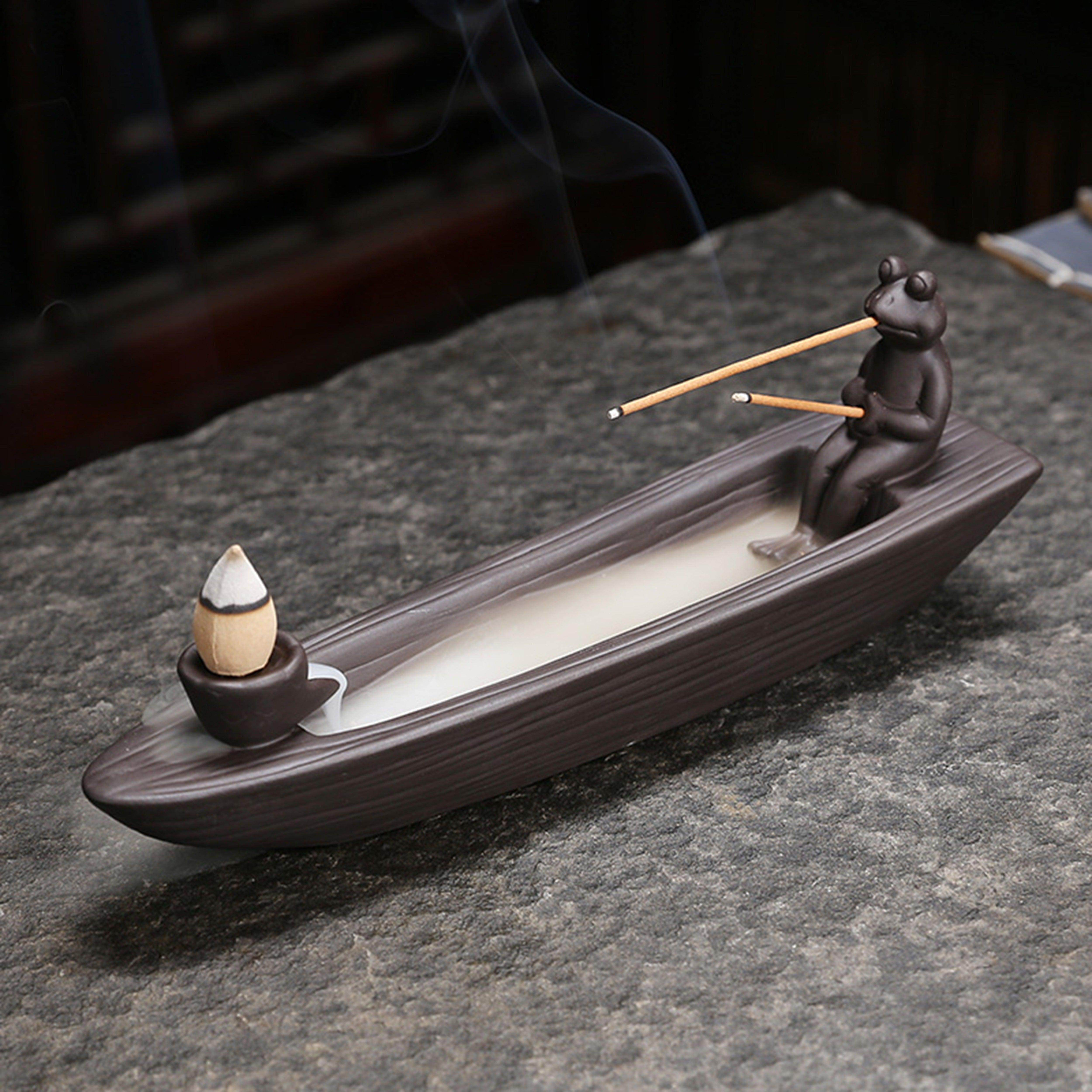 Frog Boat Waterfall Incense Holder - My Store