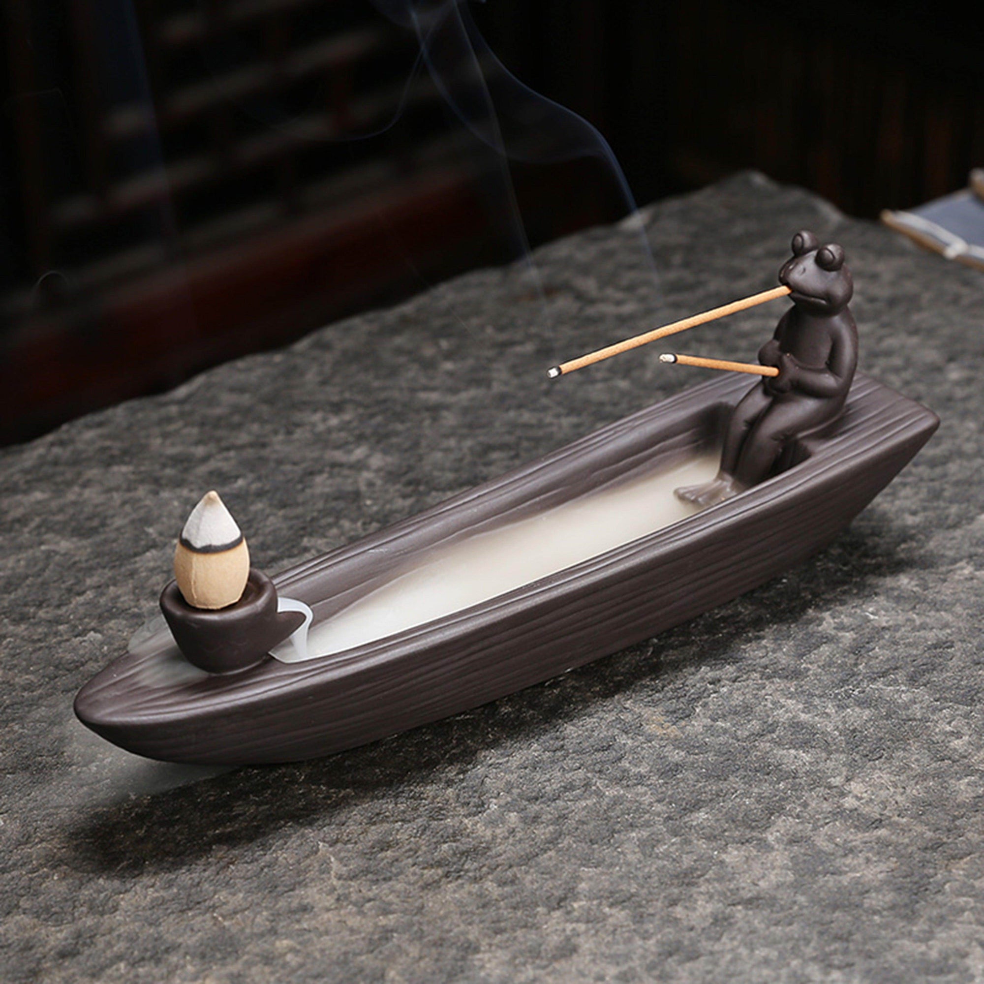 Frog Boat Waterfall Incense Holder - My Store