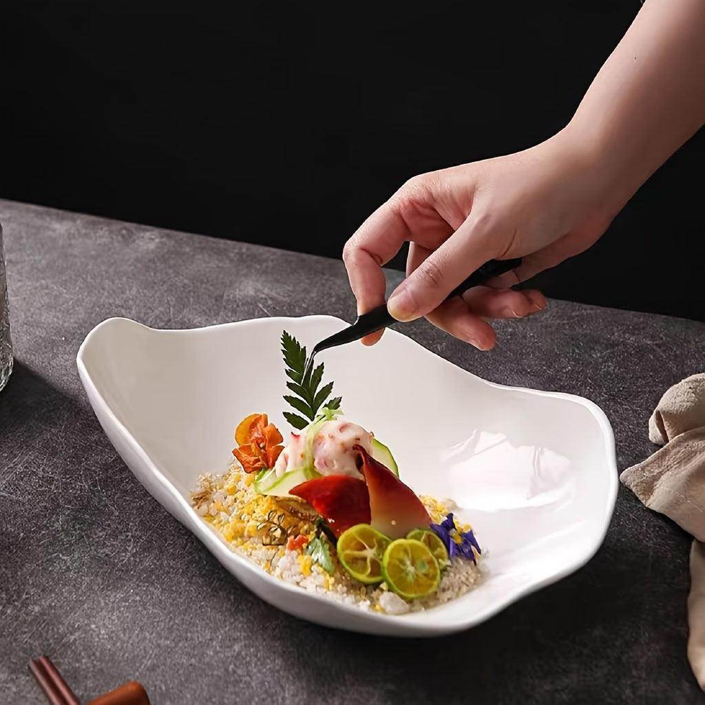 White Ceramic Leaf-Shaped Serving Platter - My Store