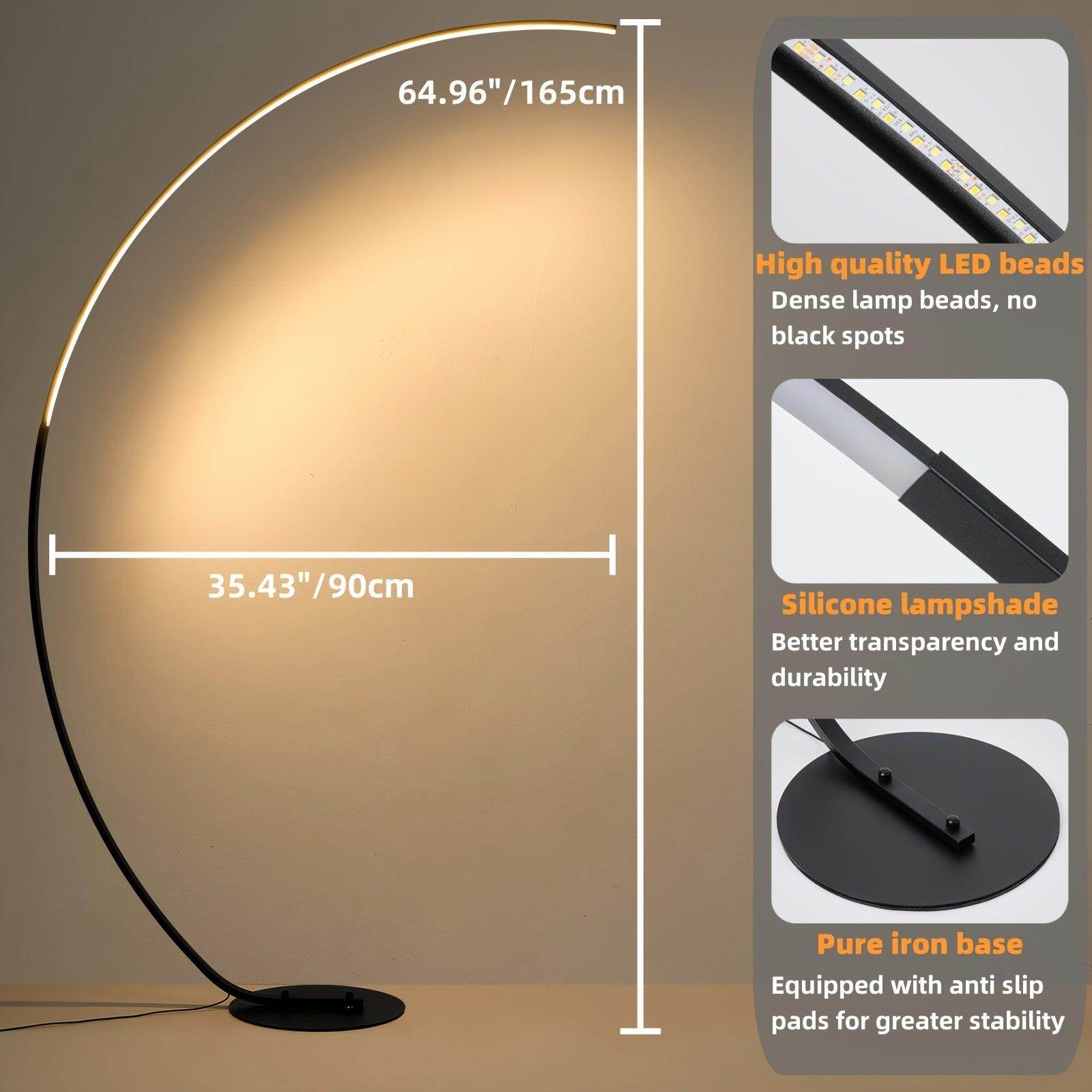 Modern Black LED Arched Floor Lamp - My Store