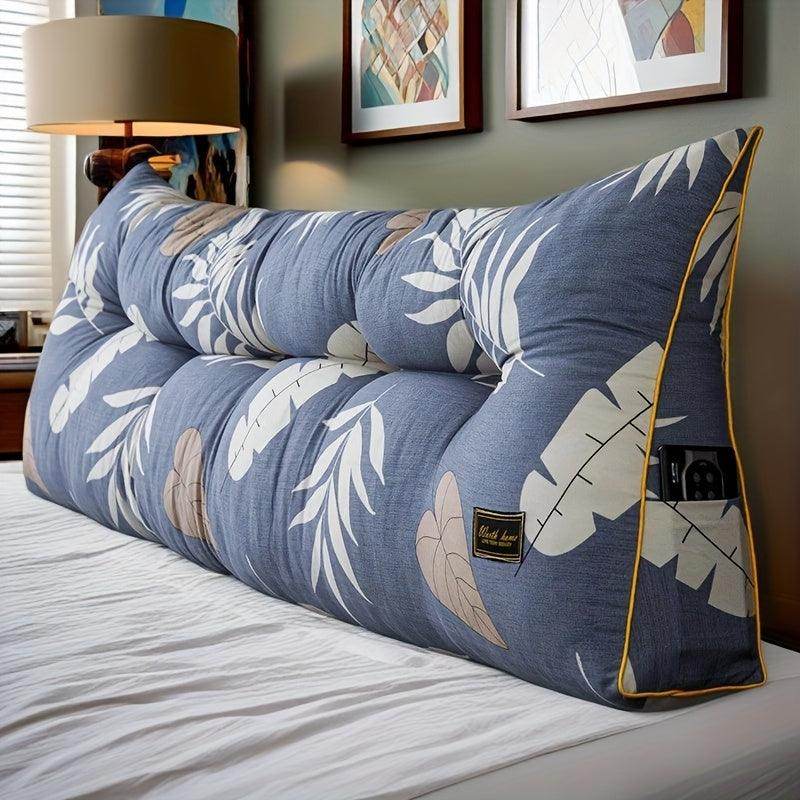 Plush Gray Headboard Cushion with Yellow Zipper - My Store