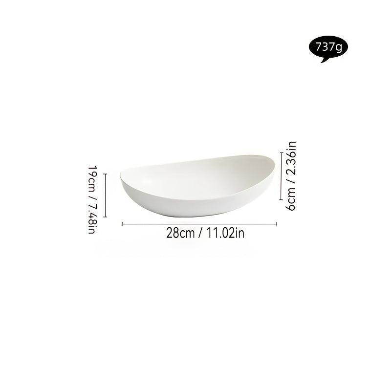 Elegant White Oval Ceramic Salad Bowl - My Store