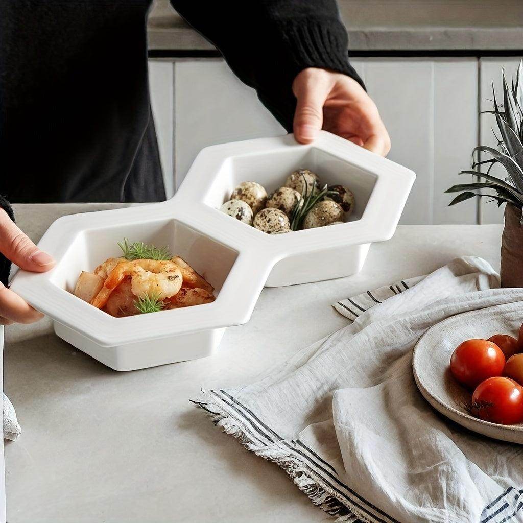 Nordic 2-Compartment Ceramic Serving Platter - My Store