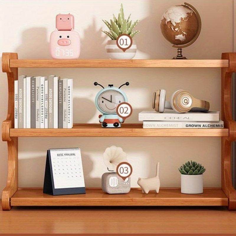 Multi-Tier Rectangular Wooden Desk Organizer Shelf - My Store