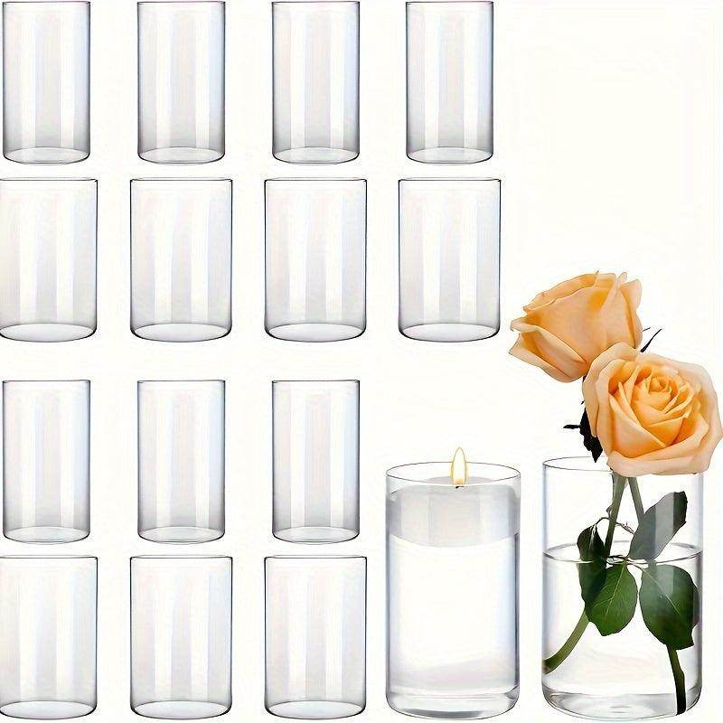 16pcs Elegant Glass Cylinder Candle Holders - My Store