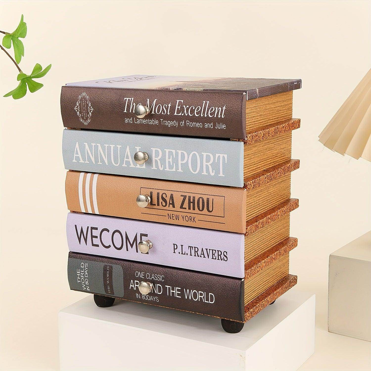 5-Tier Book-Shaped Wooden Desk Organizer - My Store