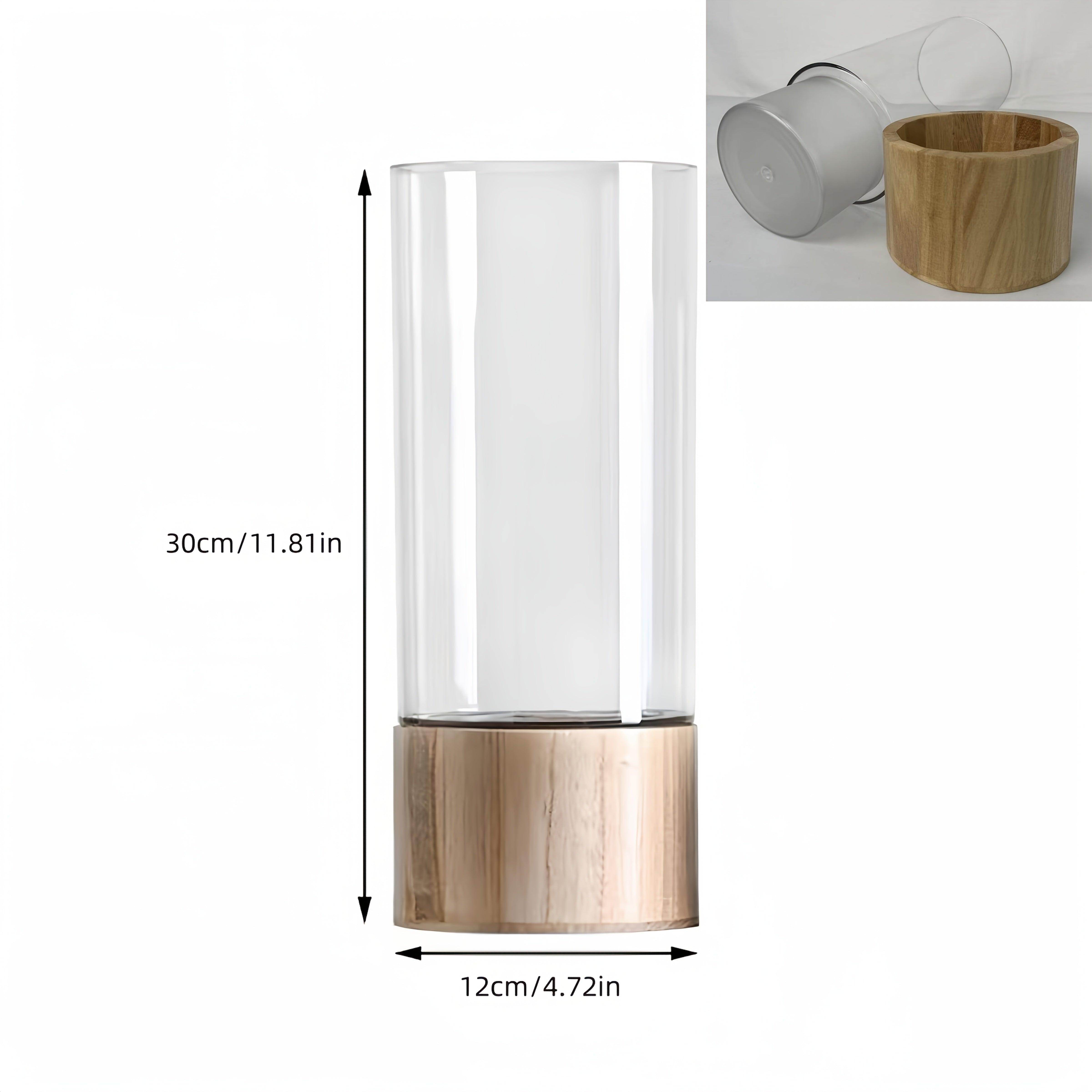 Acrylic Boho-Chic Vase with Wooden Base - My Store