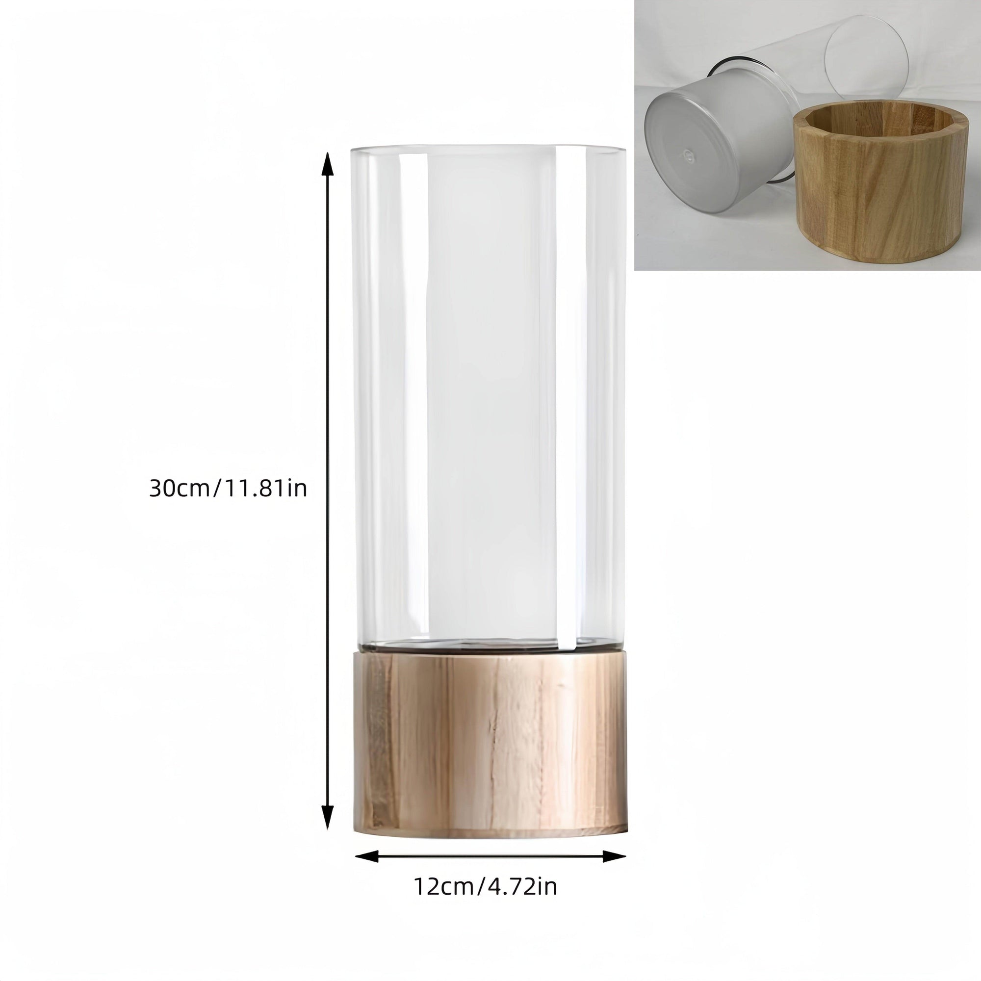 Acrylic Boho-Chic Vase with Wooden Base - My Store