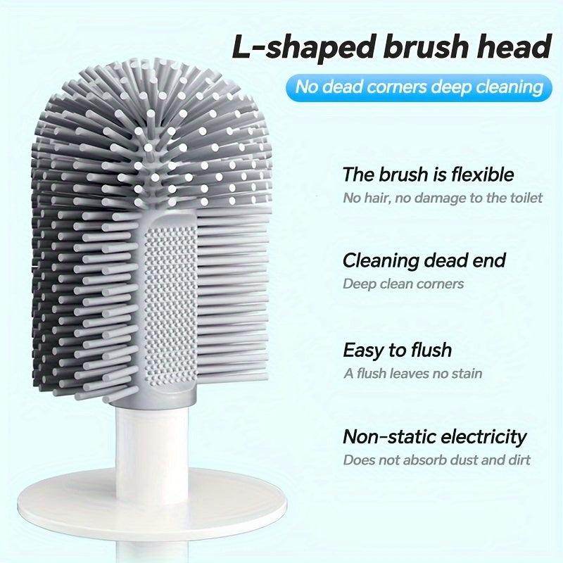 Silicone Bristle Toilet Brush Set with Ventilated Holder - My Store