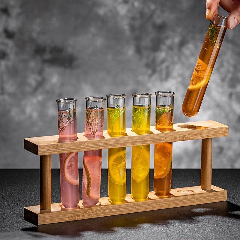 Wooden Test Tube Cocktail Glass Set - My Store