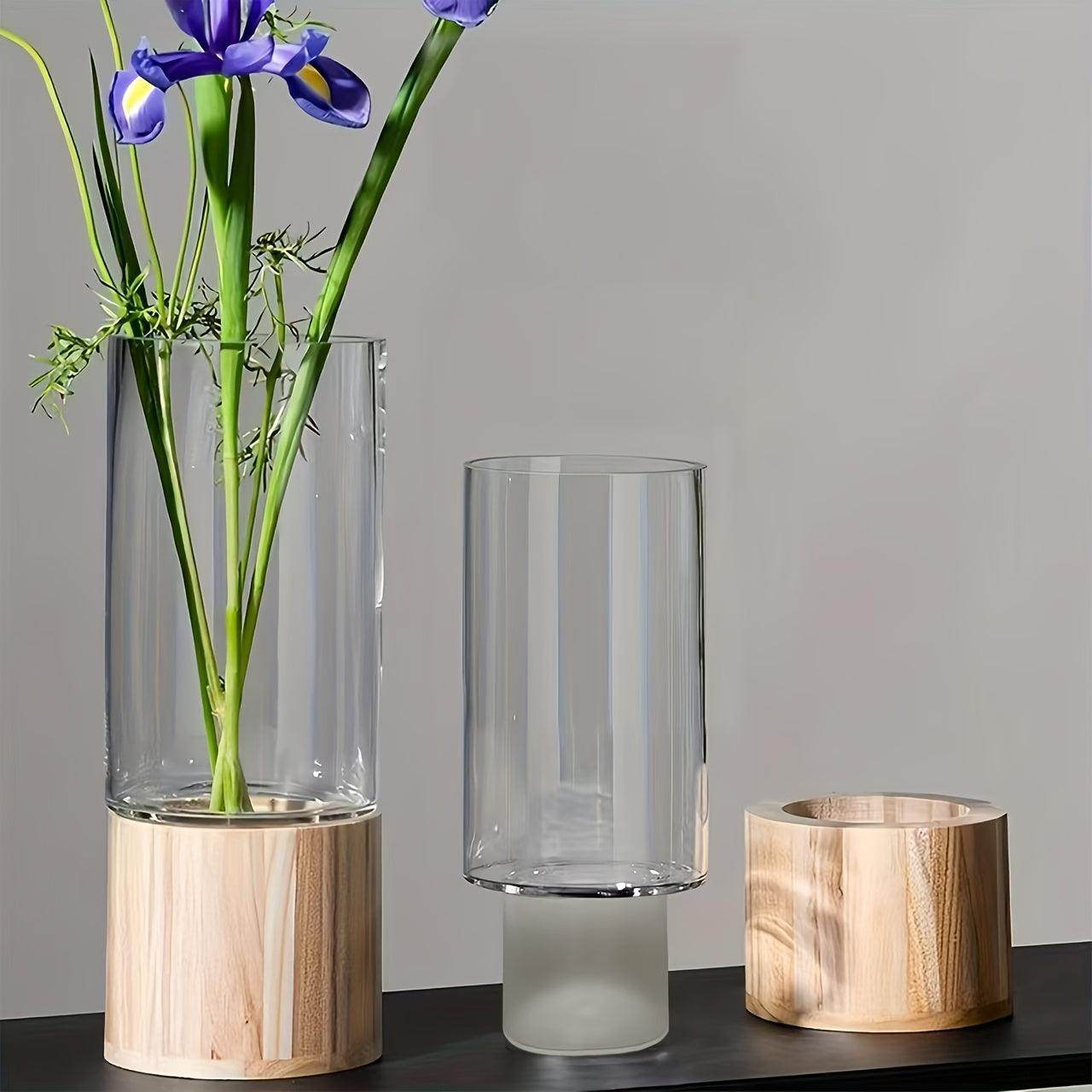 Acrylic Boho-Chic Vase with Wooden Base - My Store