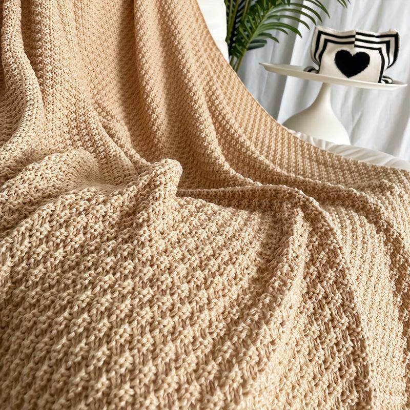 Boho-Chic Knit Throw Blanket with Tassels - My Store