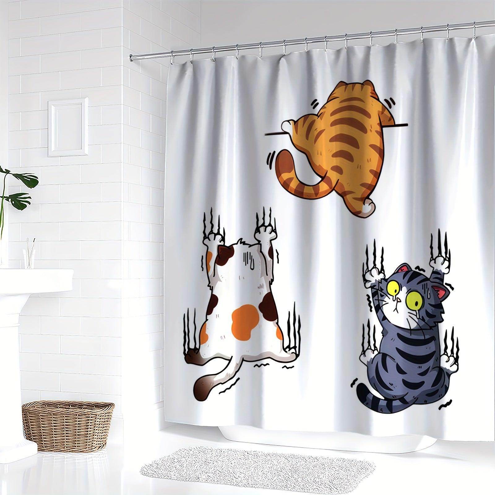 Cartoon Climbing Cats Shower Curtain - My Store