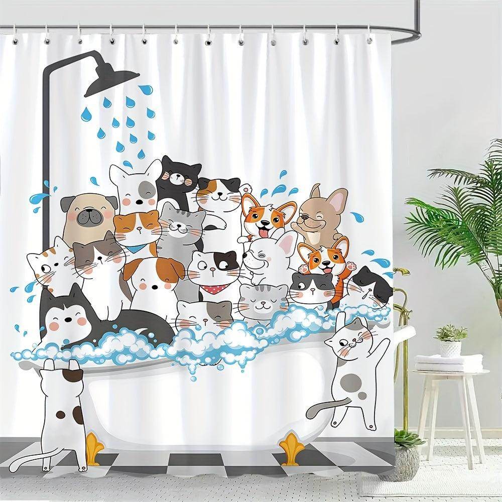 Cartoon Cat Shower Curtain - My Store