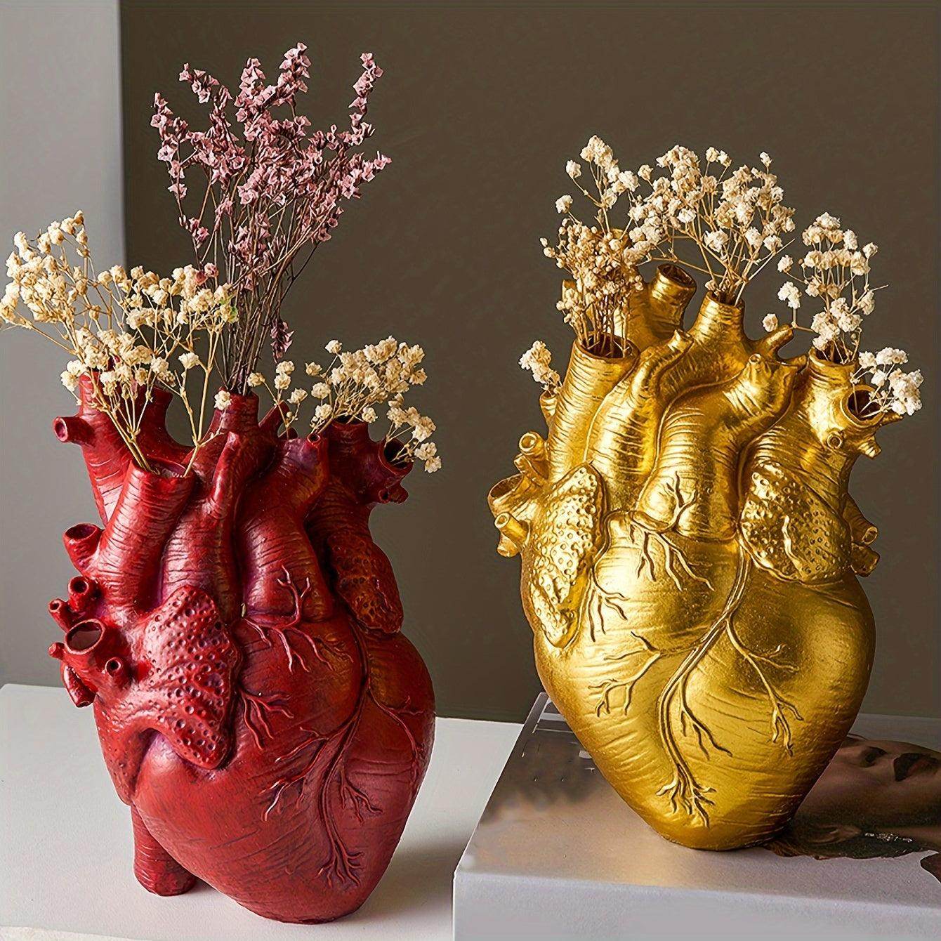 Art Deco Heart-Shaped Resin Vase - My Store