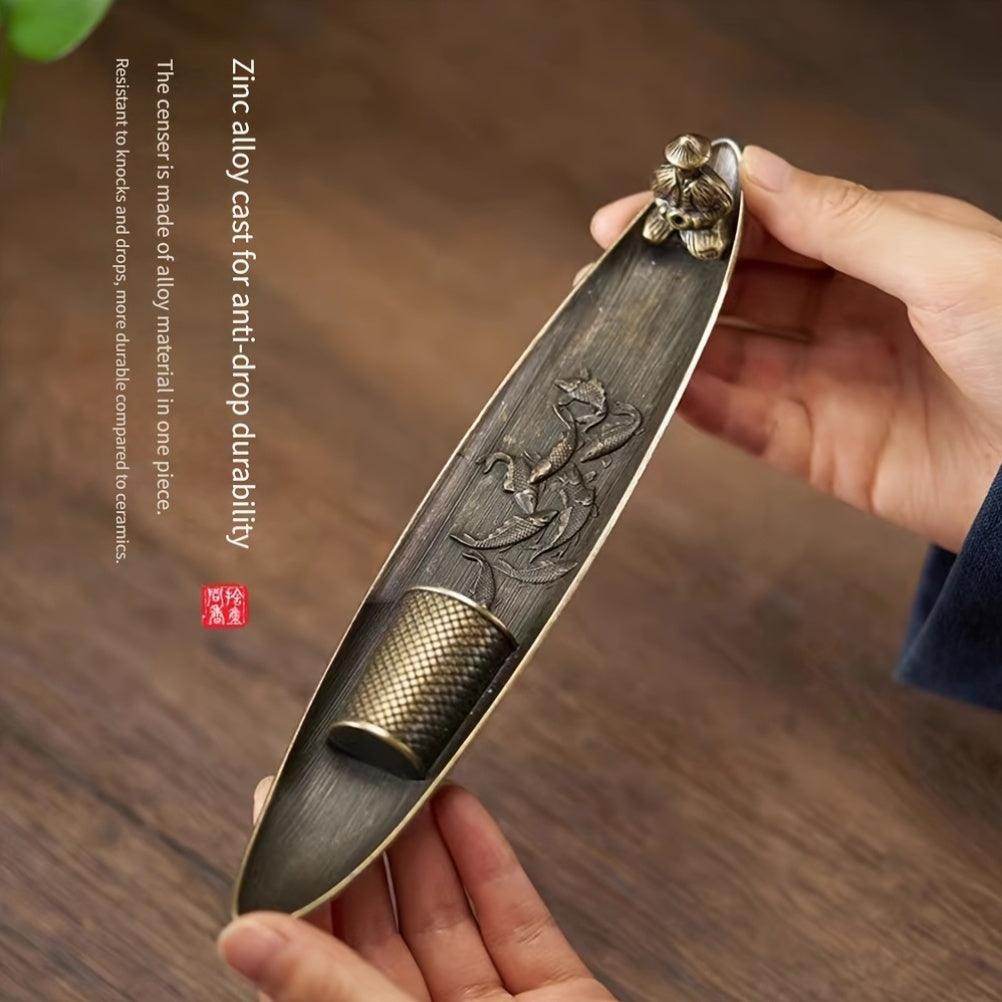 Traditional Boat-Shaped Metal Incense Burner - My Store