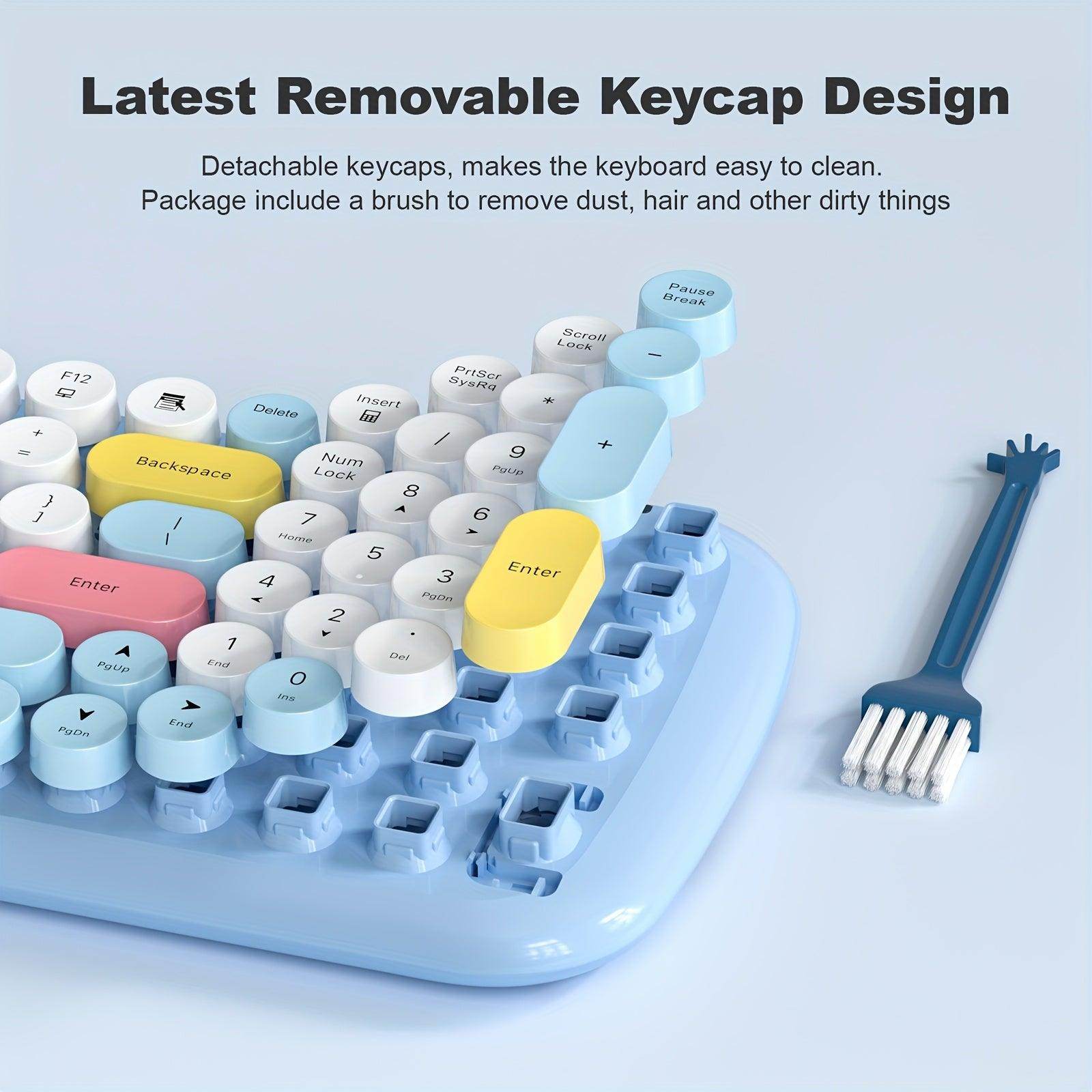 Milk Tea Retro Typewriter Keyboard and Cute Cat Shape Mouse Combo - My Store