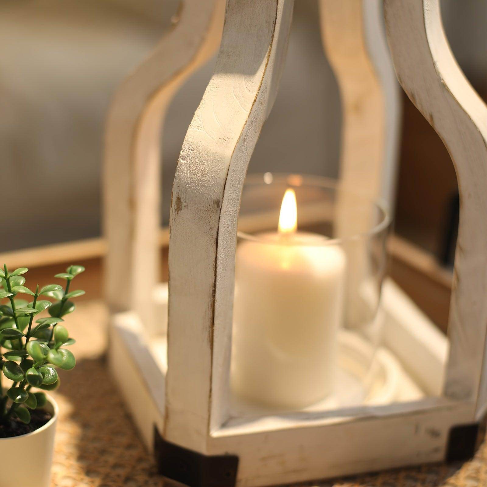 Rustic Farmhouse Wood Candle Lantern - My Store