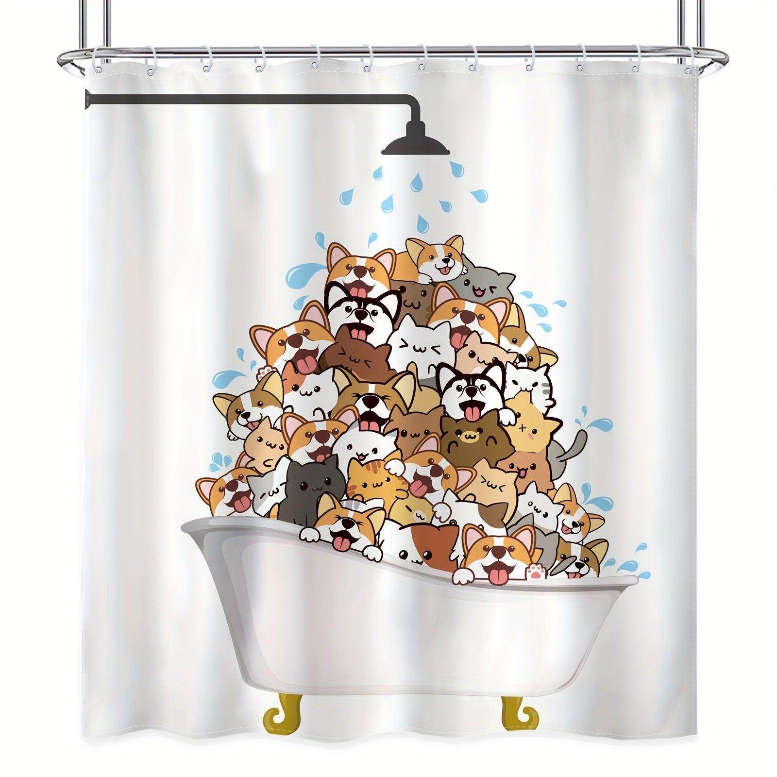 Cute Cat Shower Curtain Set - My Store