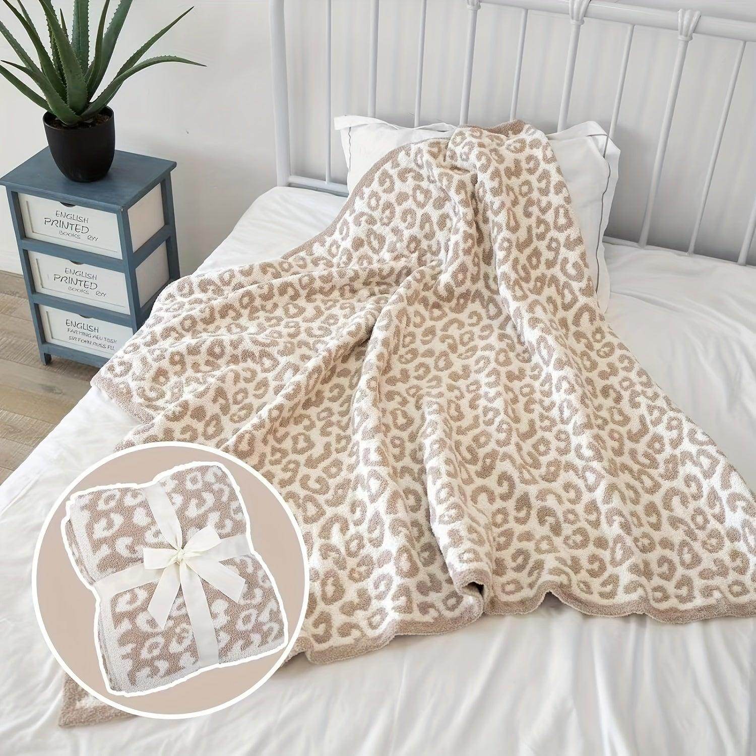 Leopard Print Knitted Throw Blanket - My Store