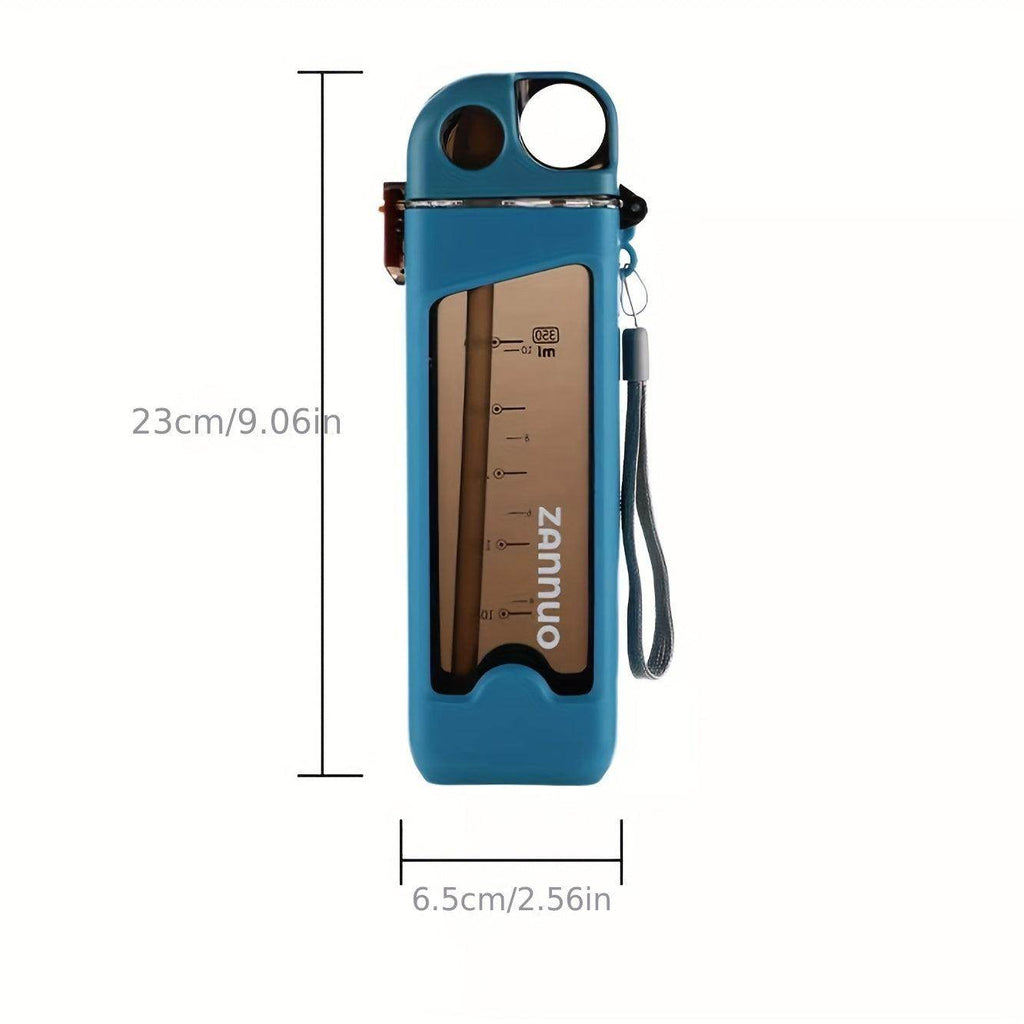 350ml Plastic Leakproof Square Water Bottle with Straw - My Store