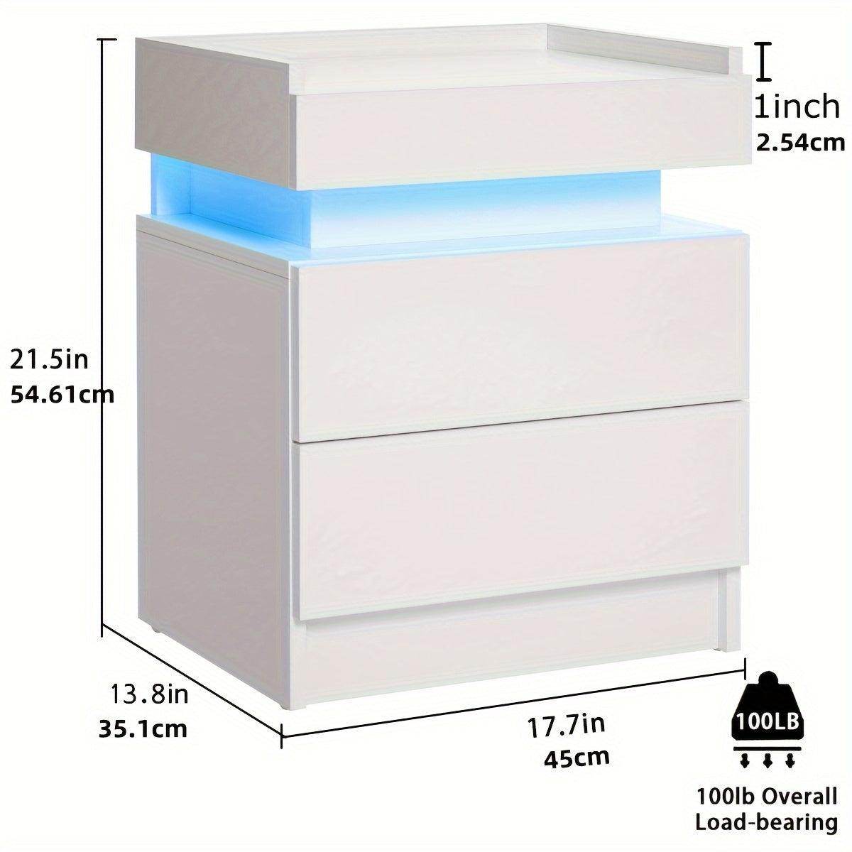 Modern LED Nightstand with High Gloss Drawers - My Store