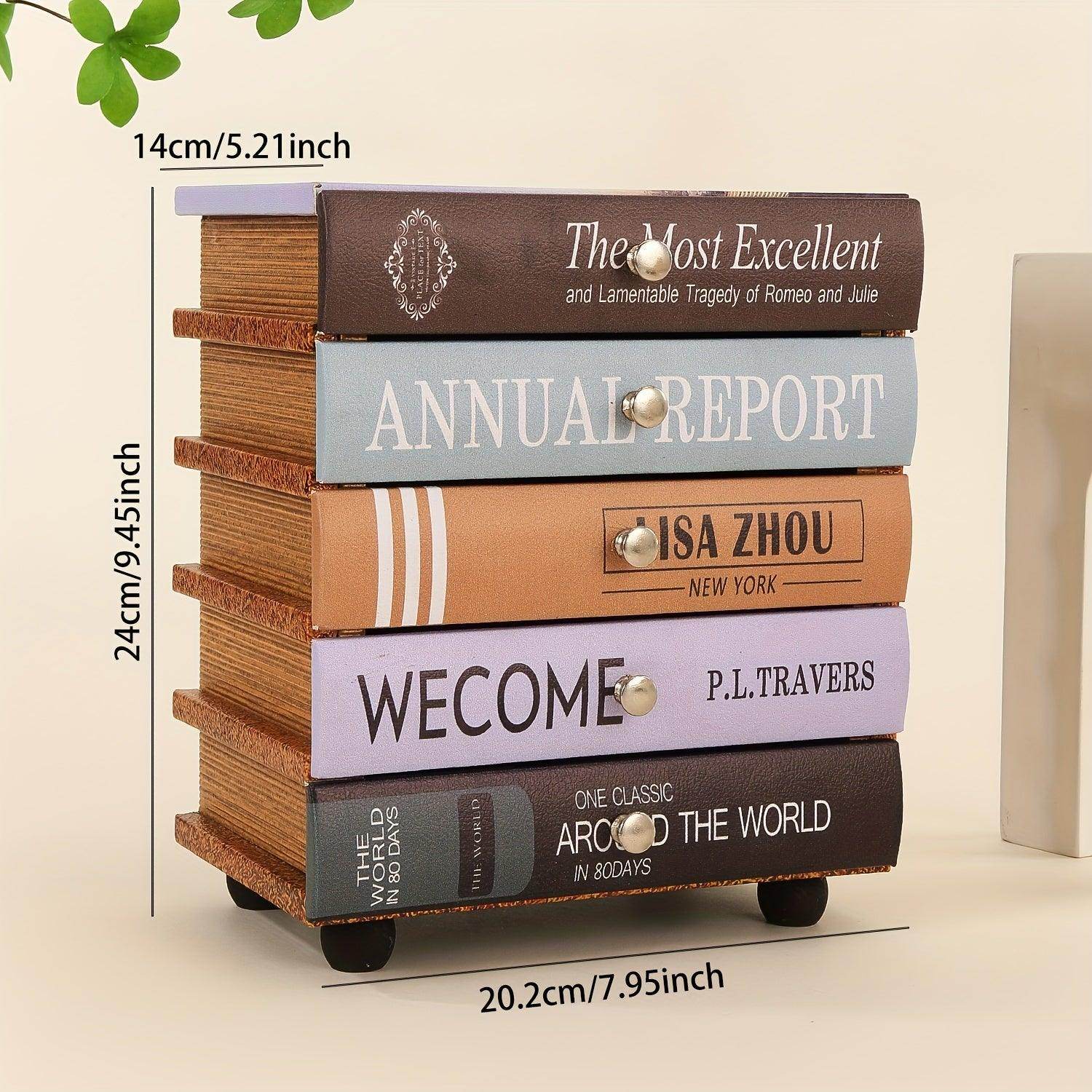 5-Tier Book-Shaped Wooden Desk Organizer - My Store