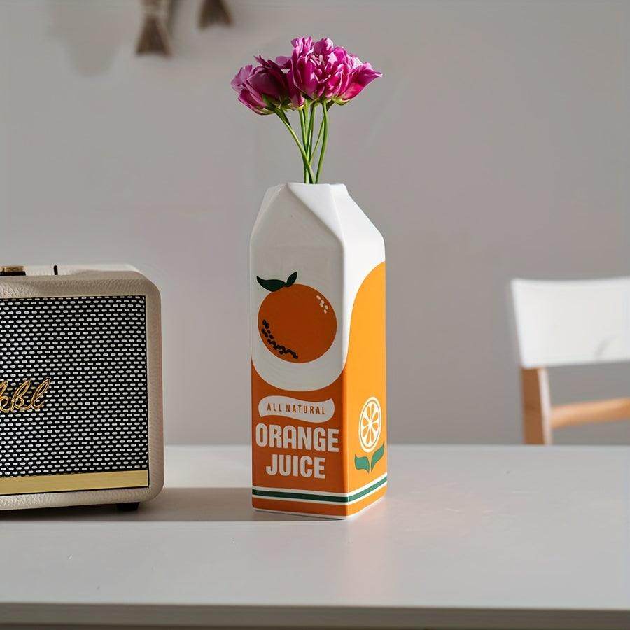 Unique Vintage-Inspired Orange Juice Ceramic Vase - My Store